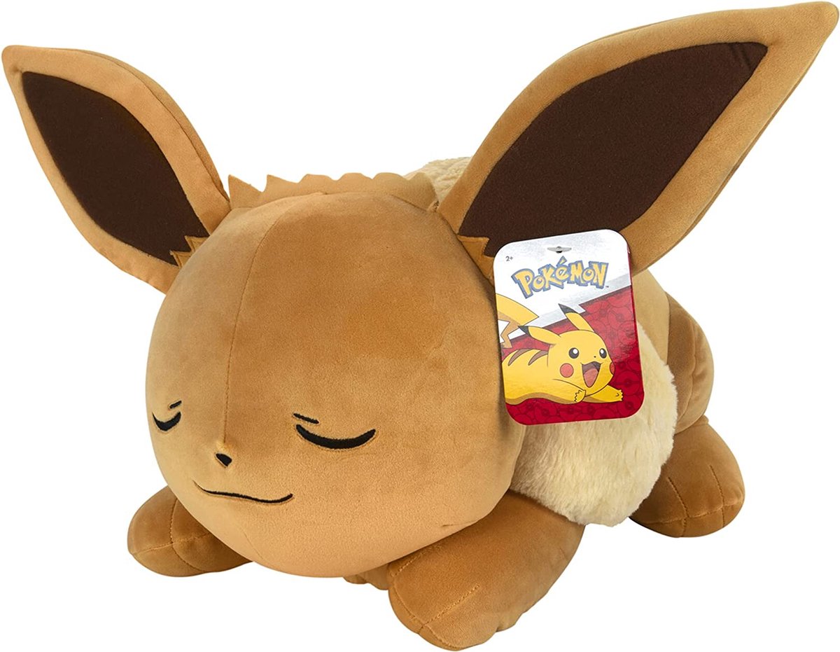 Eevee Sleep – Pokémon Pluche Knuffel (50 cm liggend) {Pokemon Plush Toy | Speelgoed Knuffeldier Knuffelpop voor kinderen jongens meisjes | Charizard, Bulbasaur, Charmander, Squirtle, Pikachu, Eevee}